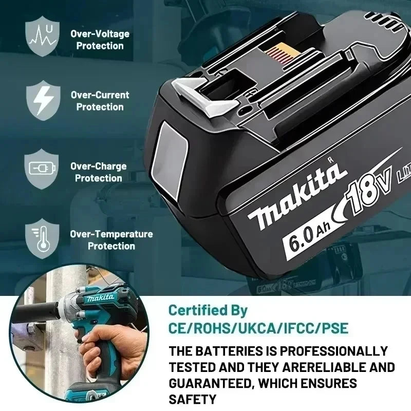 Makita DDF487 Trapano avvitatore a percussione ricaricabile al litio da 18V senza spazzole da 10mm, avvitatore elettrico a coppia elevata DDF487 per uso domestico