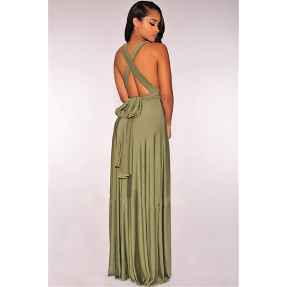 Sexy Vrouwen Multiway Wrap Convertible Boho Maxi Club Rode Bandage Lange Jurk Feest Bruidsmeisje Infinity Robe Longue Femme