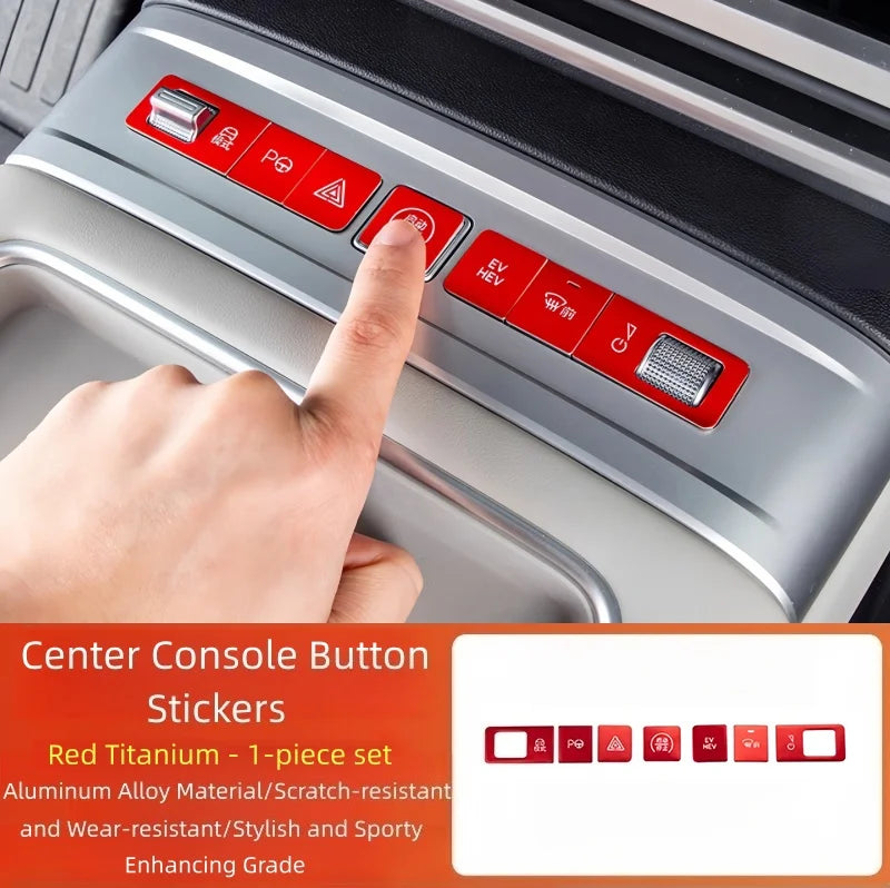 Car Center Console Gear Shift Button Sticker for BYD Leopard 7 Titanium 7 Modified Aluminum Alloy Button Stickers Upgrade Parts