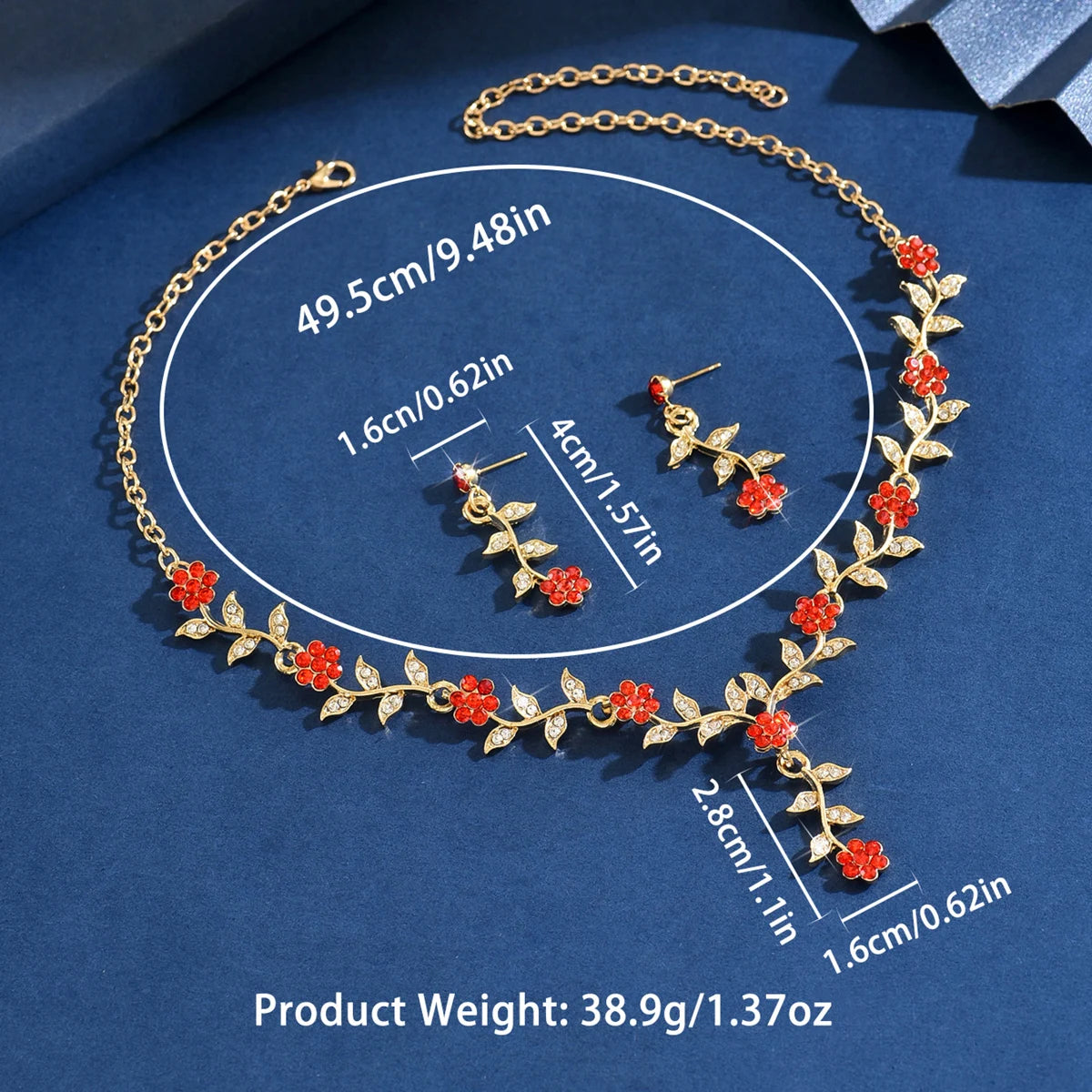 Set Gioielli da Donna 3 Pezzi con Collana e Orecchini a Fiore, Ideale per Matrimoni, Feste e Regali Festivi