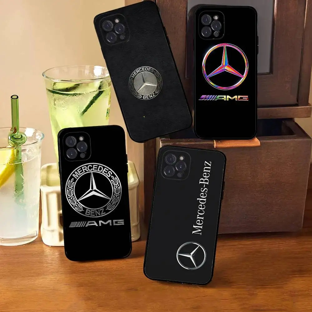 Car M-Mercedes-Ben-z-Backs Phone Case For Iphone 17 16 15 14 13 12 11 Pro Max Plus Black Shell Cover Case