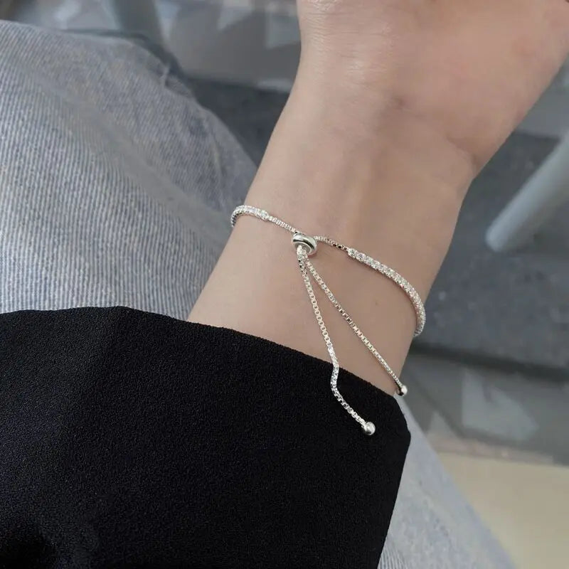 Bracciale Argento Sterling 925 Amore Elegante Zircone Tennis Catena di Cristallo per Donne Moda Nobile Fidanzamento Matrimonio Glamour