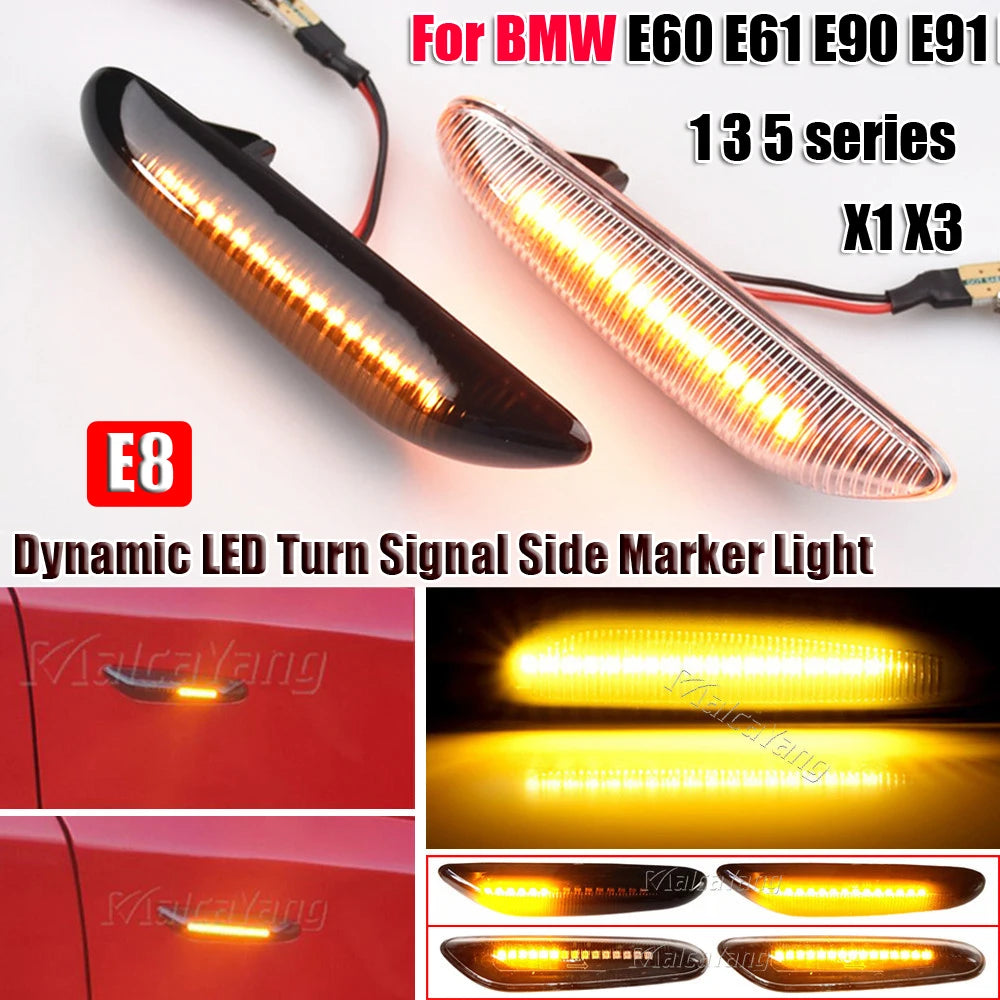 Sequential Flashing LED Turn Signal Side Marker Light For BMW E60 E61 E90 E91 E87 E81 E83 E84 E88 E92 E93 E82 E46 1 3 5 Series