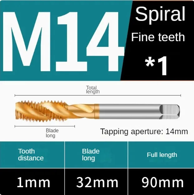 Titanium coated spiral tap extrusion tap tip tap tapping m2m2.5m3m4m5m6m8m10m12m14m16m18m20m22m24