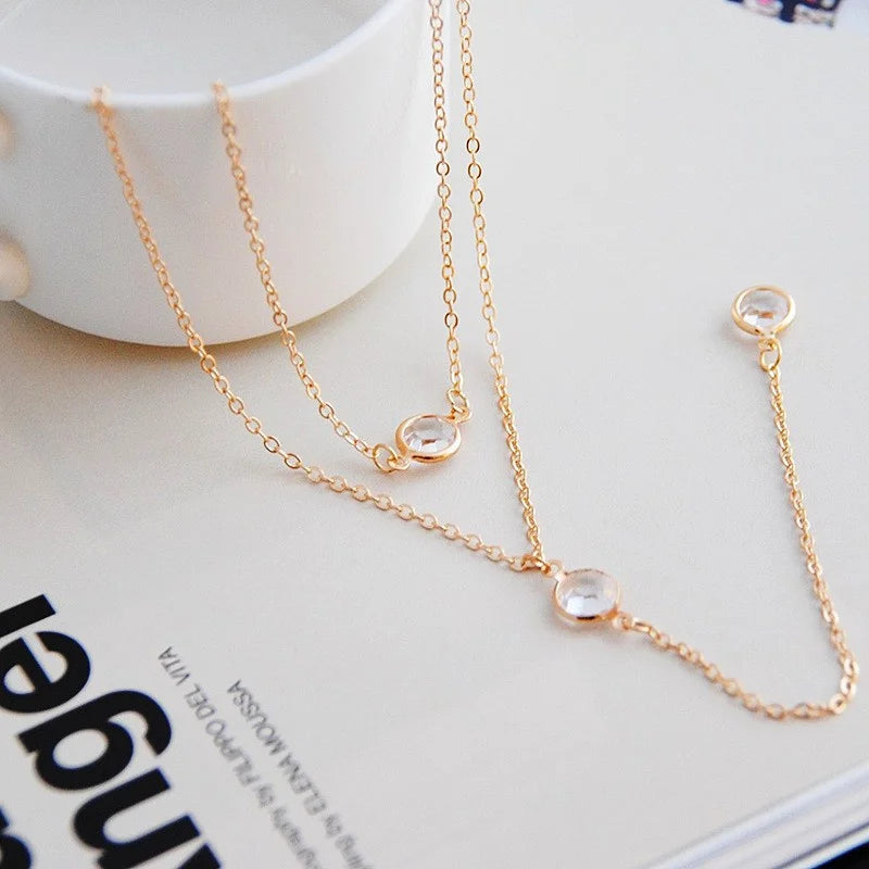 Collana Minimalista con Doppia Catena a Y per Donna, Popolare Collana Lunga con Ciondolo, Gioielli per Feste, Regali per Ragazze