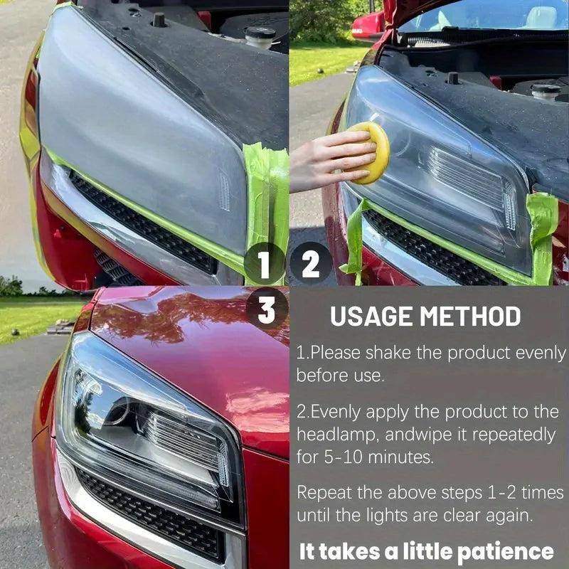 Professional Car Headlight Restoration Yellowing, Oxidation,Fogging Removes Automotive Front & Rear Light Polish Clean Care