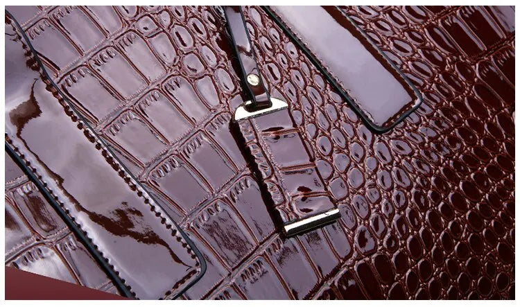 Borsa a mano di lusso vintage da donna con motivo coccodrillo, borsa a tracolla in pelle di grande capacità, per lavoro