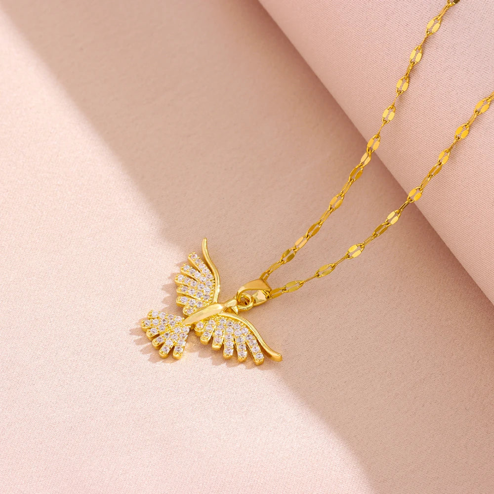 Nuove Collane con Pendente Fenice Vintage Placcate Oro 18K Scintillante per Donne Stile Retrò Catena da Collo in Acciaio Inossidabile per l'Uso Quotidiano Femminile
