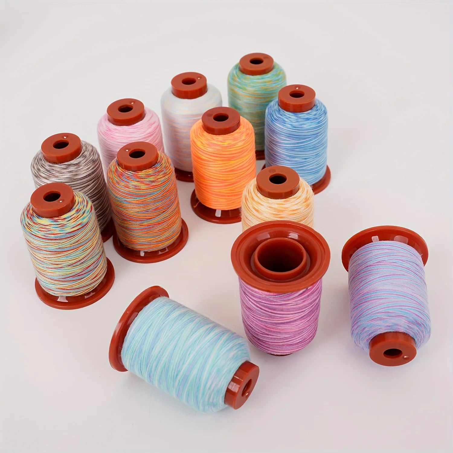 Multicolor Sewing Thread 500 Yards 12 Colors Set, Overlock Thread, Embroidery Thread, Gradient Color Thread for Sewing