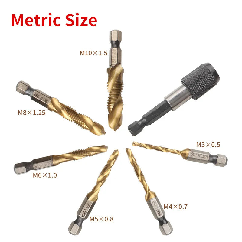 Set Filiera e Maschi Filettatura Metrica e Imperiale Valigetta Plastica 13 Pezzi Macchina Esagonale Composita Punta Trapano Maschio Riparazione Filettature Combinata