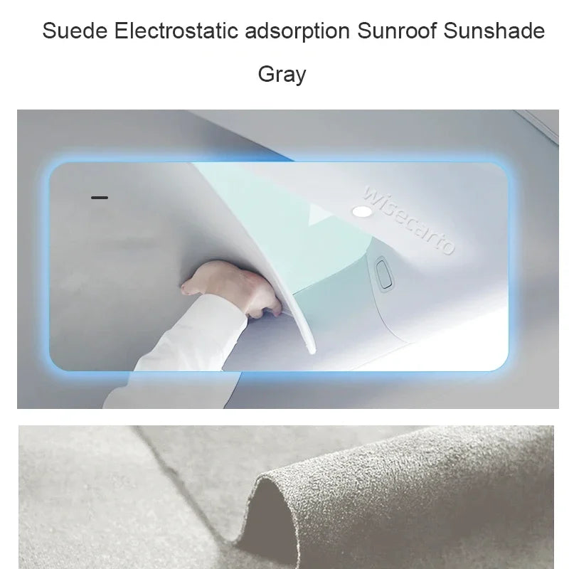 For PORSCHE Taycan 2023-Present Suede Fabric Electrostatic Adsorption Sunroof Sunshade Anti UV Heat Insulation Skylight