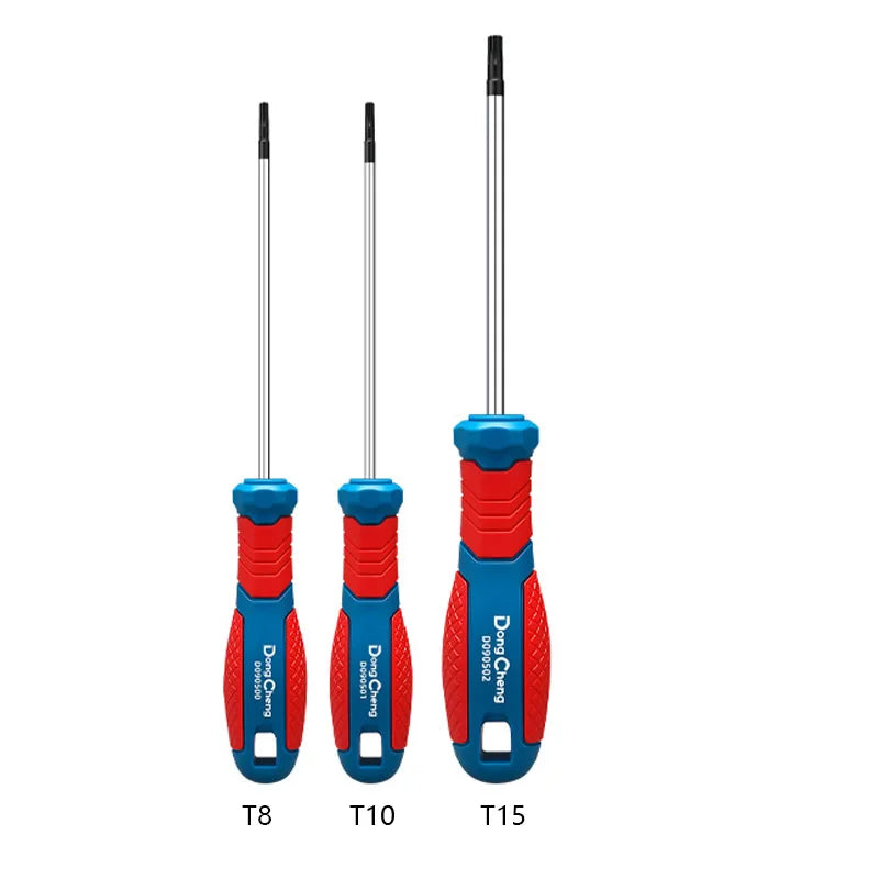 8-delige Torx schroevendraaierset T8-T40 100 mm CR-V warmtebehandeld magnetische tip verchroomde bi-color handgreep sterke momentsleutelset