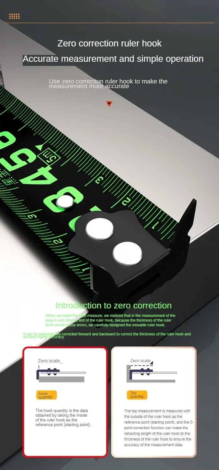 1/5 STUKS Zelfsluitende Fluorescerende Stalen Rolmaat Hoog-precisie Laser Inkjet Code Doos Liniaal Meetgereedschap Meter Liniaal