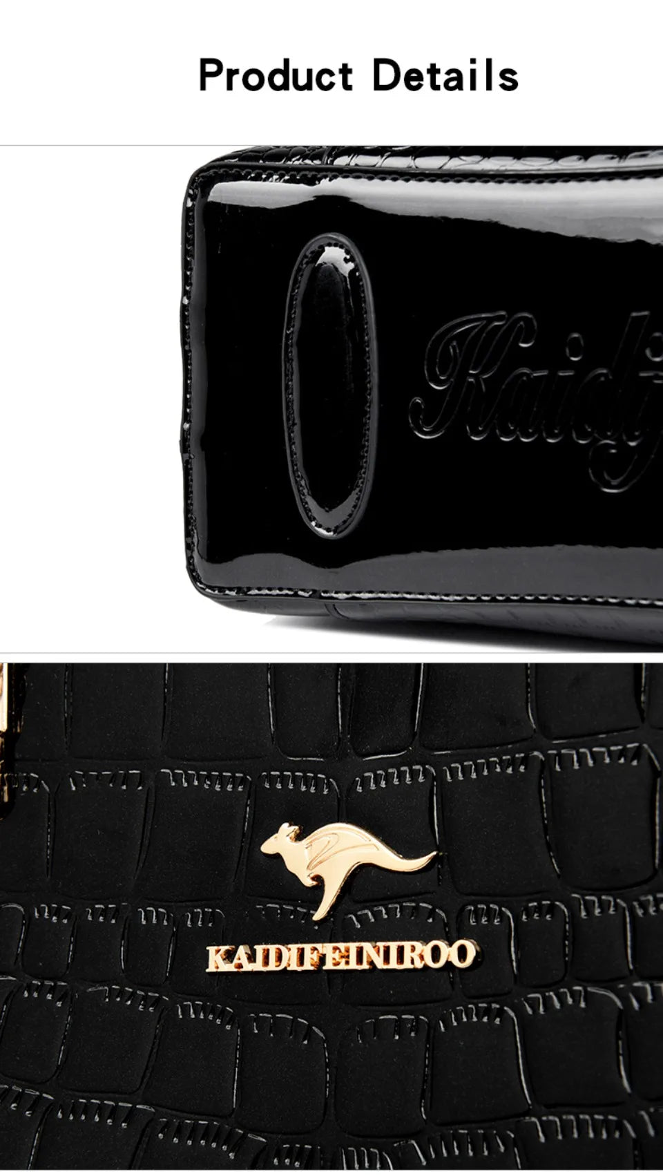 KAIDIFEINIROO Borsa a tracolla casual con marchio Kangaroo in pelle PU ad olio Borsa a mano da donna Borsa a tracolla a grande capacità a tre strati