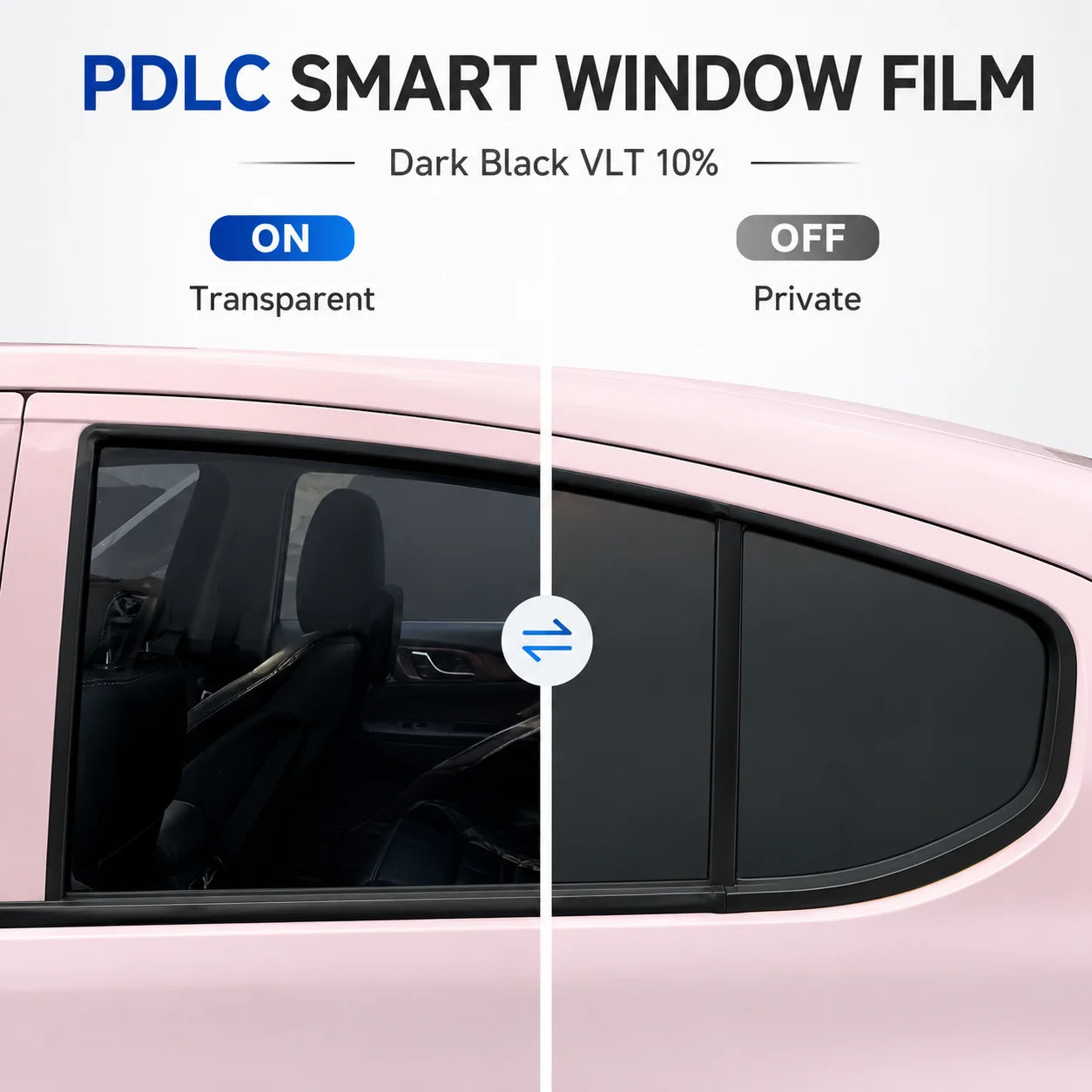 Deep Black Automotive Switchable Smart Tint Privacy Glass Dimming Car Tint With Remote Control