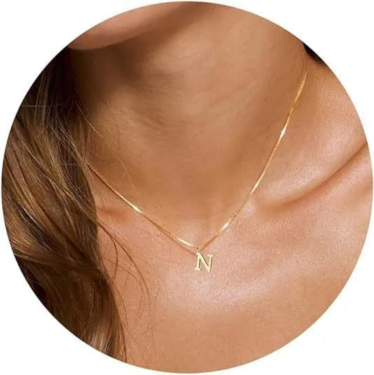 Collana con pendente in acciaio inossidabile placcato oro con lettere dell'alfabeto dalla A alla Z per donna, collane con iniziale a catena e girocollo, gioielli
