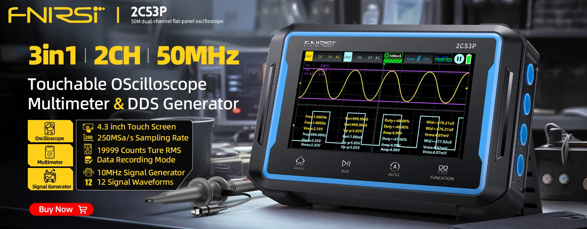FNIRSI Nuovo DSO-TC4 DSO-TC3 Oscilloscopio Digitale Portatile 3 in 1 Tester Transistor Generatore di Segnale Strumenti di Test Elettronici Portatili