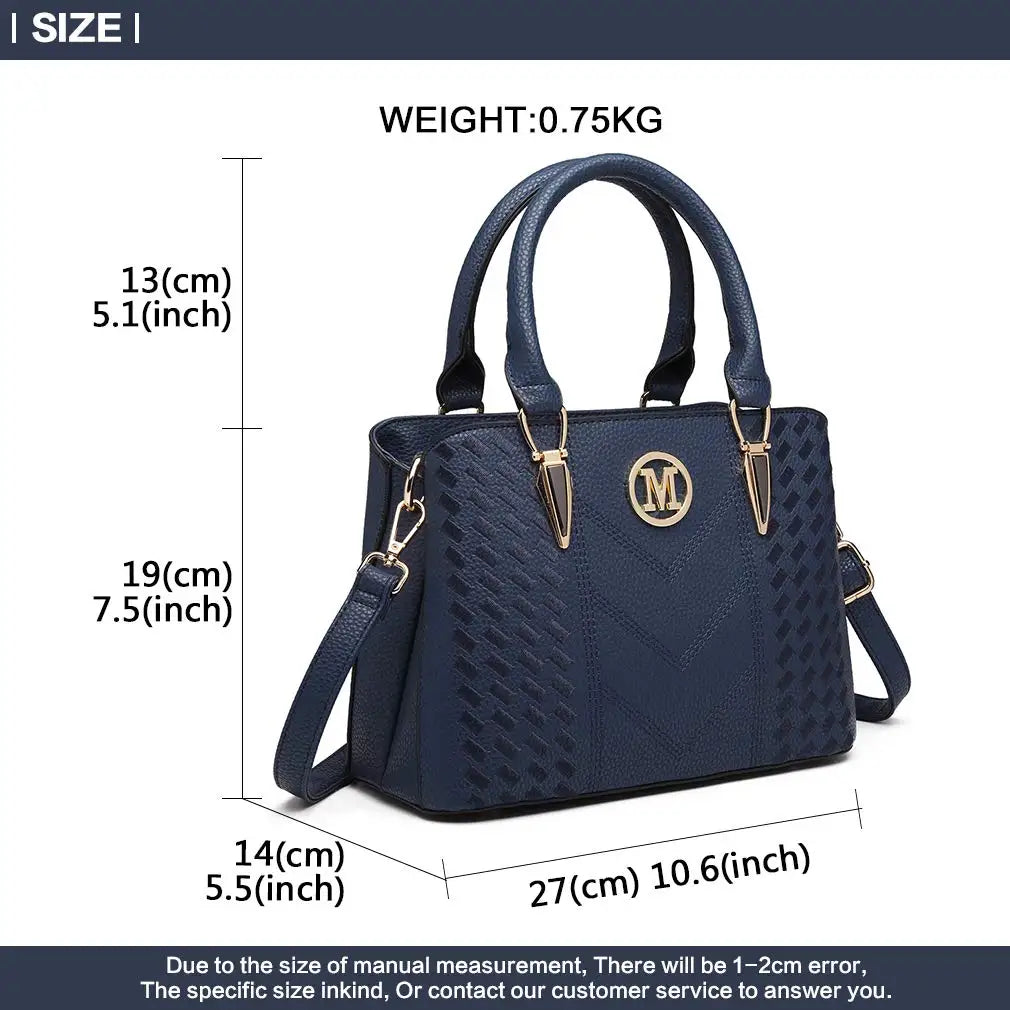 Miss Lulu WOMEN'S Handbag, Lychee Pattern Medium Handle bag, High Quality Knit Elegant Shoulder bag