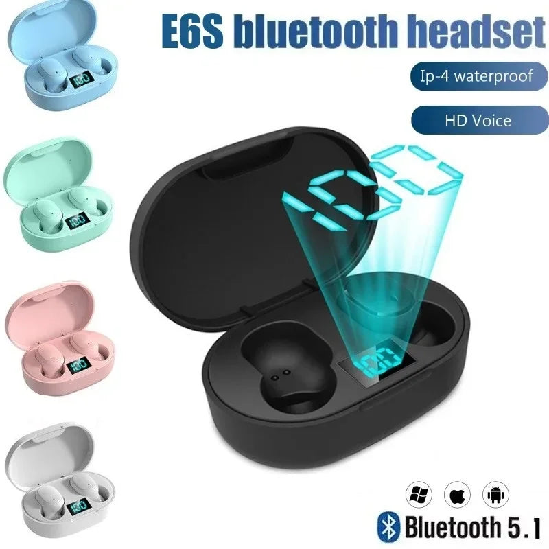 Auricolari wireless E6S, cuffie Bluetooth, cuffie da gaming, auricolari sportivi TWS E7S con cancellazione del rumore per IOS Android