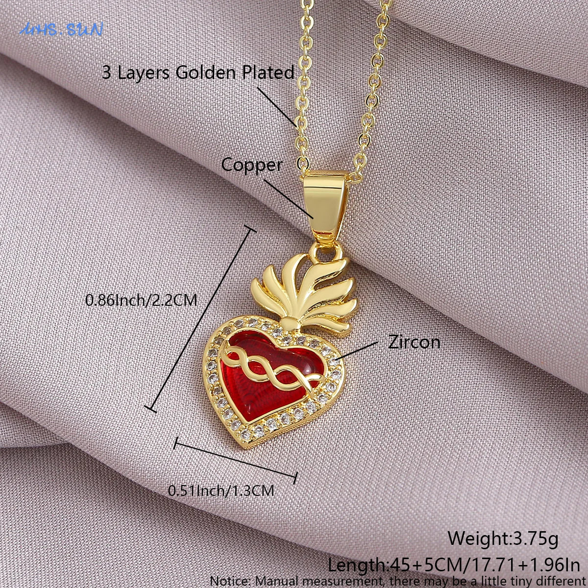 SUNSLL Heilig Rood Hart Kruis Zirkonia Hangers Kettingen Luxe Vrouwen Verguld Romantische Liefde Jubileum Sieraden Geschenken