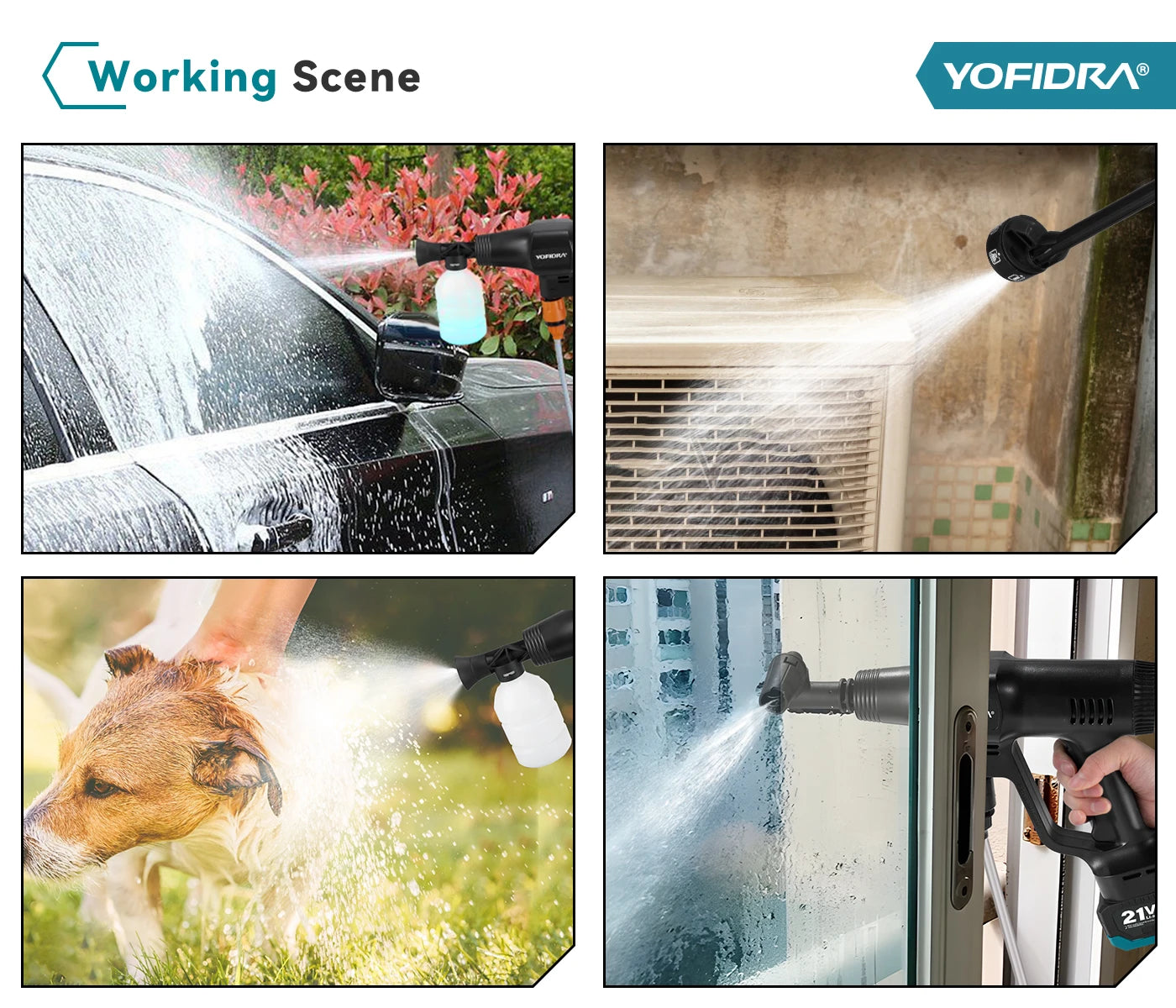 YOFIDRA 200Bar Pistola Idropulitrice Per Auto Senza Spazzole Ad Alta Pressione Con Secchio Pistola a Spruzzo Elettrica Per Giardino Per Batteria Makita 21V Pin