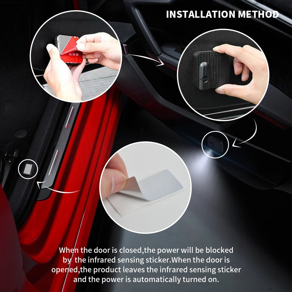 1/2PCS For Hilux Truck OFF-Road Mountain GR Car Door Welcome Lights Laser Projector Logo Wireless Sensing Accessories