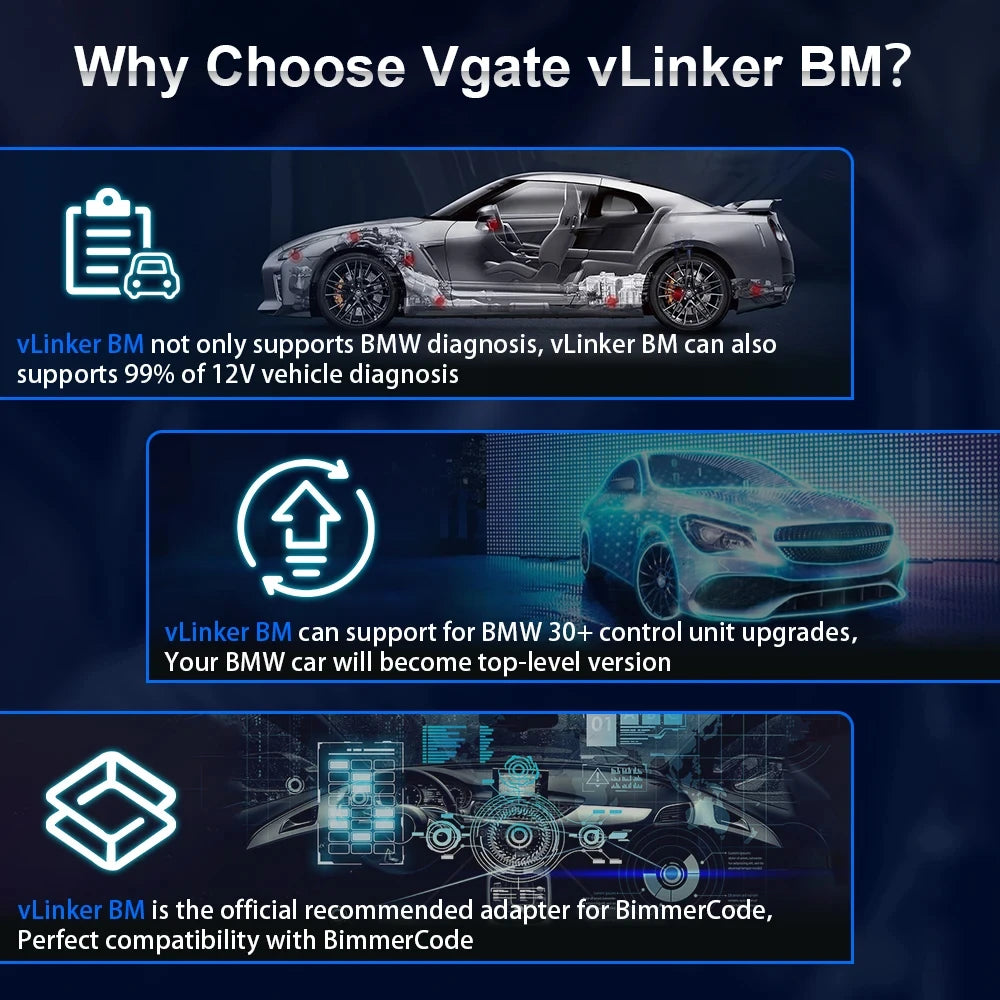 Vgate VLinker BM+ BM For BMW Scanner ELM327 BT4.0 OBD 2 Wifi OBD2 Car Diagnostic Tool ELM 327 Auto ODB2 For BMW Bimmercode