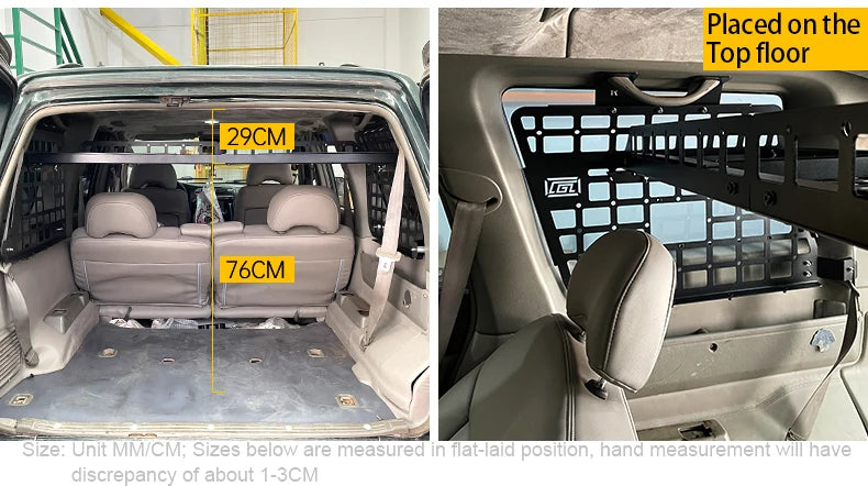 For Nissan Patrol Y61 1997-2016 5dr Accessories Storage Panel Rear Trunk Debris Rack Car-Styling MOLLE Storage Panel Organizer