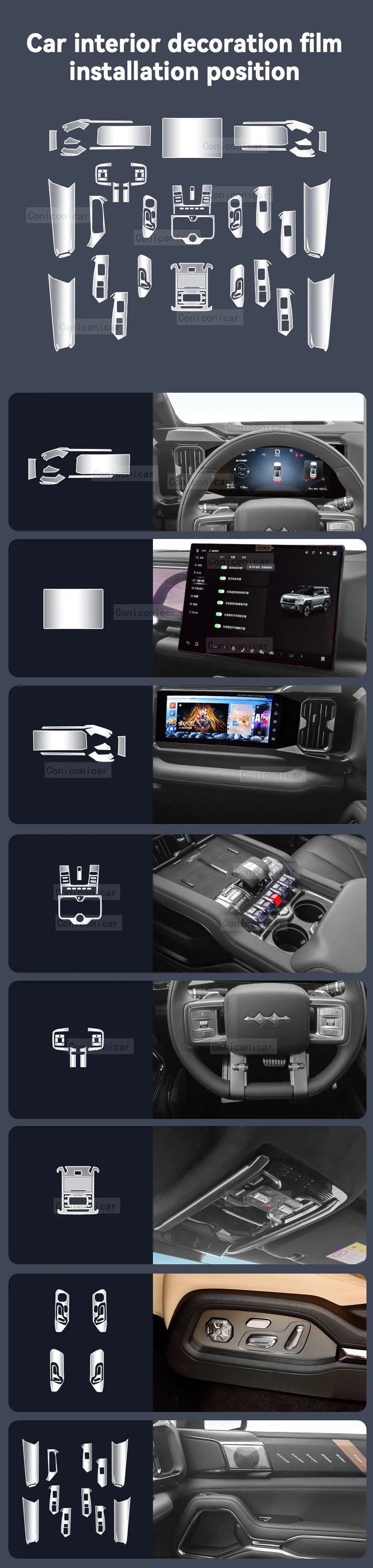 For DENZA B8 2024 2025 Car Interior Center Console Screen Protective Film Anti-scratch Repair Cover film Sticker Accessories