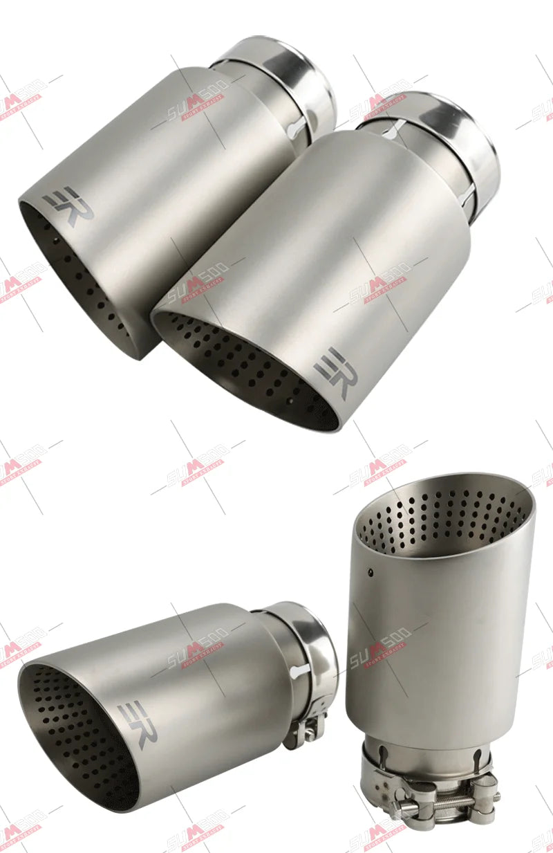Genuine SUMSOO 1 PCS Matte 304 Stainless Steel Car Muffler Tip Exhaust Tip System Pipe Universal Exhaust Tip