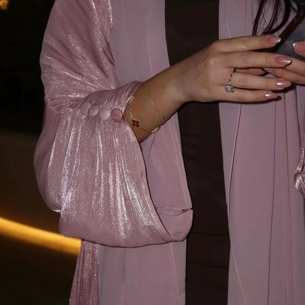 Eid Zijdeachtige Abaya's voor Vrouwen Moslim Jalabiya Ramadan Jurk met Knopen Mouwen Ramadan Kaftan Feestjurken Vestido Largo Cardigan