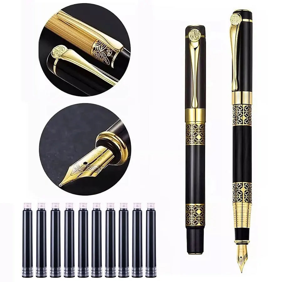 1-100 Stks/Set Retro Metalen Vulpen Vervangbare Inkt Elegant Cadeau voor Schrijven Briefpapier Kantoor Schoolbenodigdheden