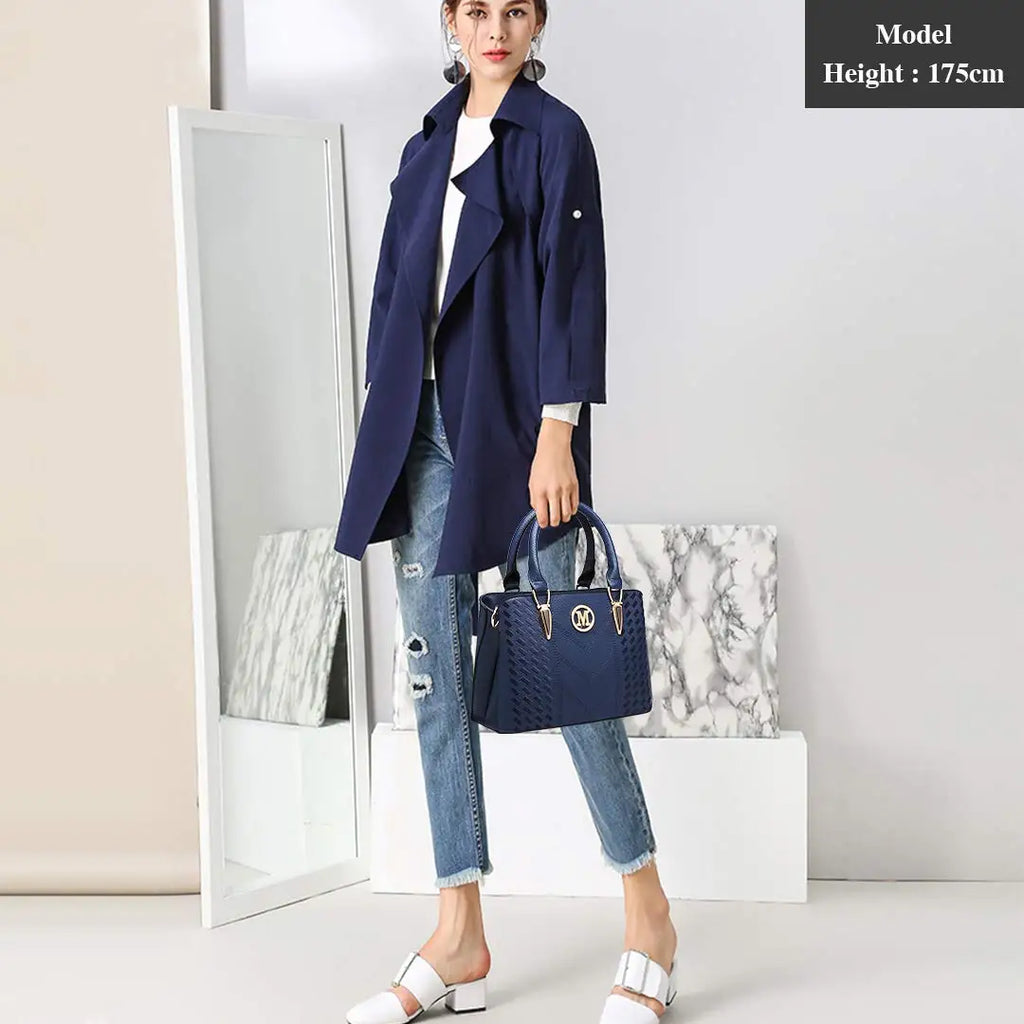 Borsa da donna Miss Lulu, borsa a manico medio con motivo litchi, borsa a tracolla elegante in maglia di alta qualità