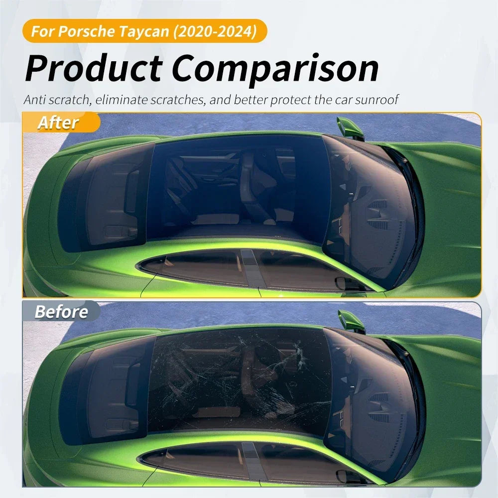 For Porsche Taycan 2020 2021 2022 2023 2024 TPU Pre Cut Sunroof UV Protection Film Heat Insulation Awning Supplies