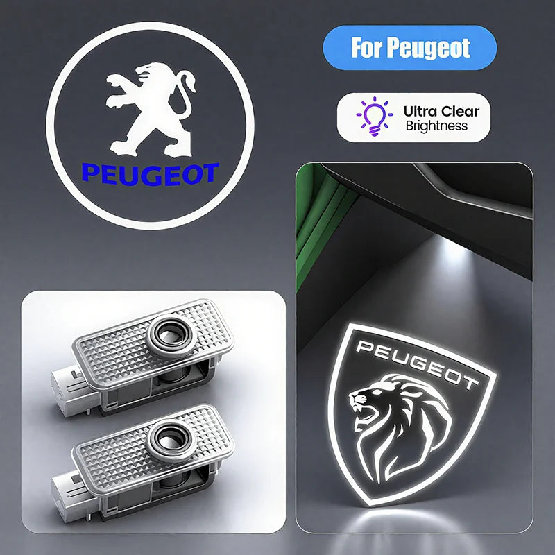 LED Car Door Logo Welcome Light Laser Projector Lamp For Peugeot 408 4008 308 3008 Rifter 5008 508 2008 208 301 RCZ 407 205 105
