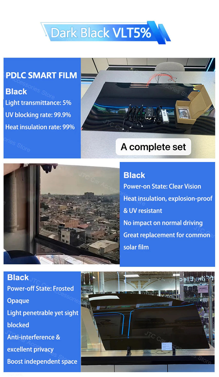 PDLC Smart Privacy Film for Electric Vehicle Windows, Electric Switchable Privacy Glass Tint, Instant Dimming Smart Window Film