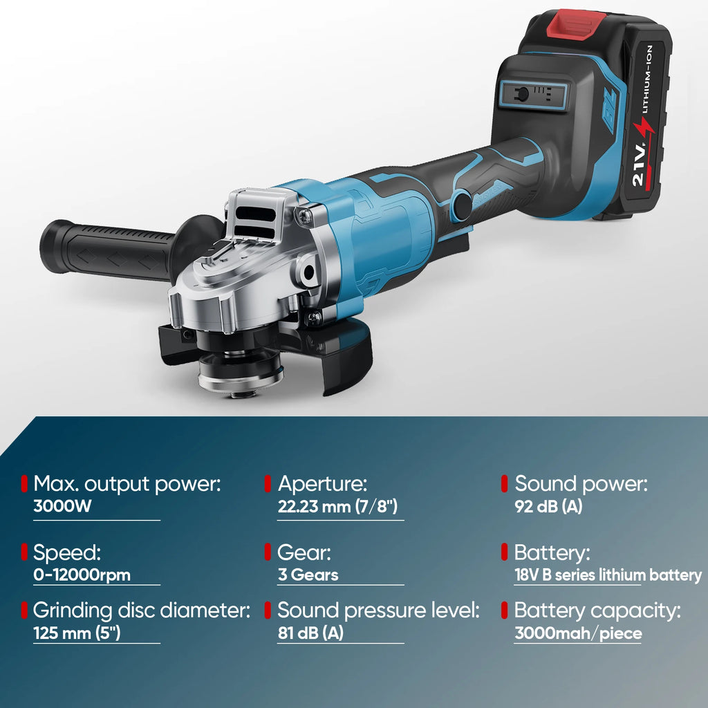12000 RPM 125 MM borstelloze elektrische haakse slijper met variabele snelheid, snijmachine, houtbewerkingsgereedschap voor Makita 18V-accu