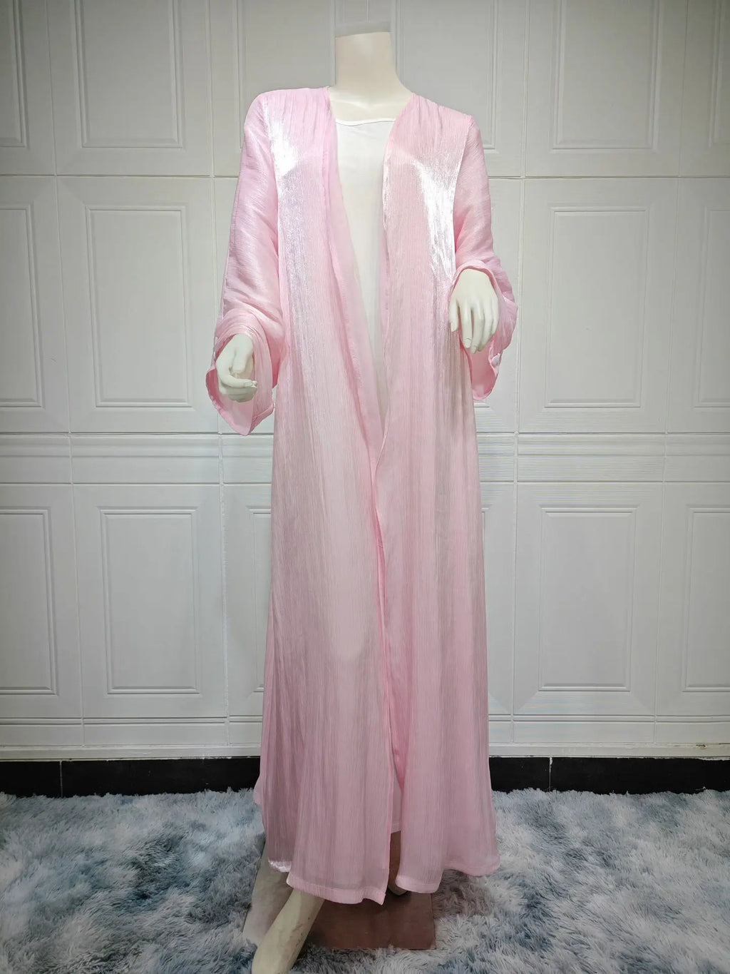 Eid Zijdeachtige Abaya's voor Vrouwen Moslim Jalabiya Ramadan Jurk met Knopen Mouwen Ramadan Kaftan Feestjurken Vestido Largo Cardigan
