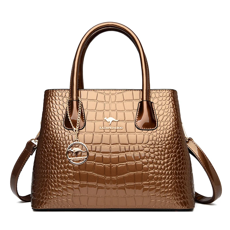 2024 Luxury Designer Handbag Brand Ladies Crocodile Patterned Patent Leather Tote Bag Crossbody Shoulder Bags For Women Bolsos