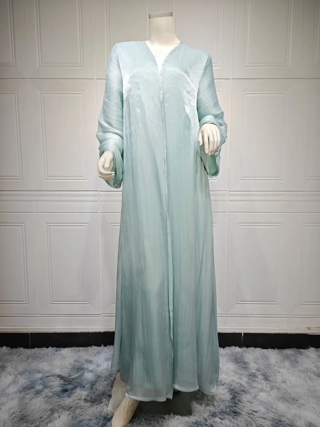 Eid Zijdeachtige Abaya's voor Vrouwen Moslim Jalabiya Ramadan Jurk met Knopen Mouwen Ramadan Kaftan Feestjurken Vestido Largo Cardigan