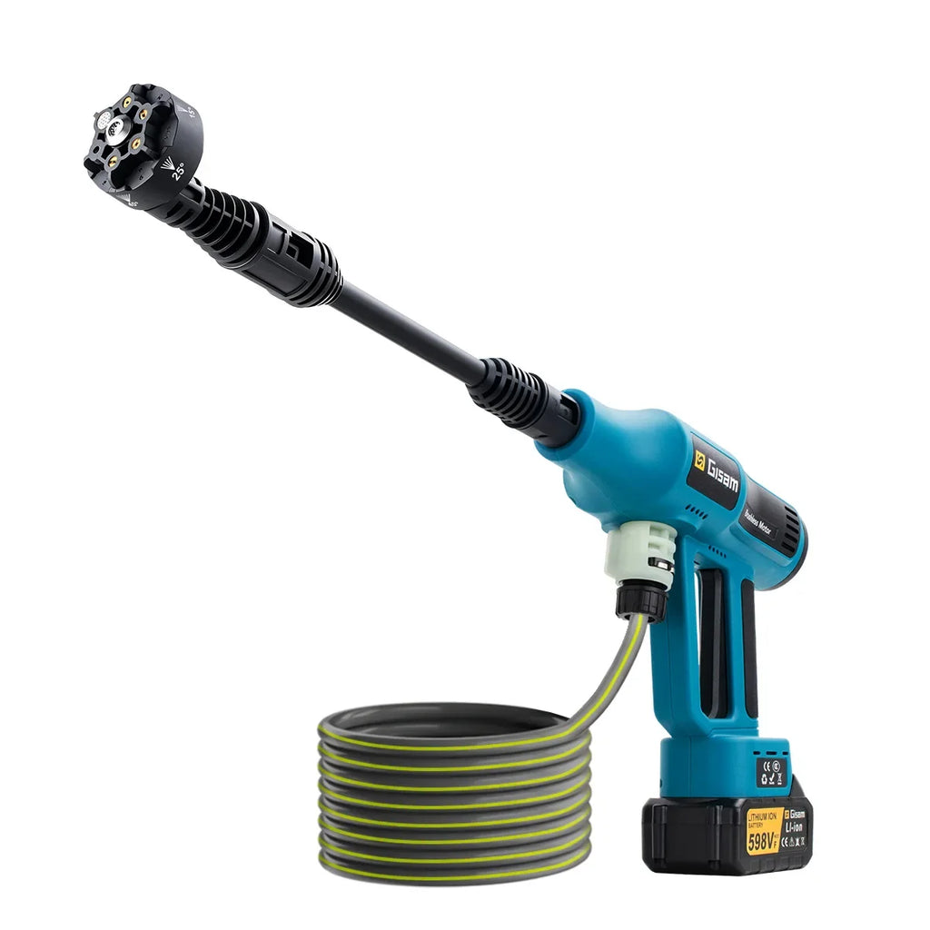 Gisam Pistola Idropulitrice Elettrica Brushless ad Alta Pressione 250 Bar, 4 Marcia, per Lavaggio Auto e Casa, compatibile con Batteria Makita 18V