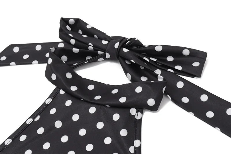 Zomer 2026 Nieuwe Luxe Mode Bedrukt Sexy Mouwloos Taille Jurk Halter Stippen Bedrukte Mini Jurken Voor Dames