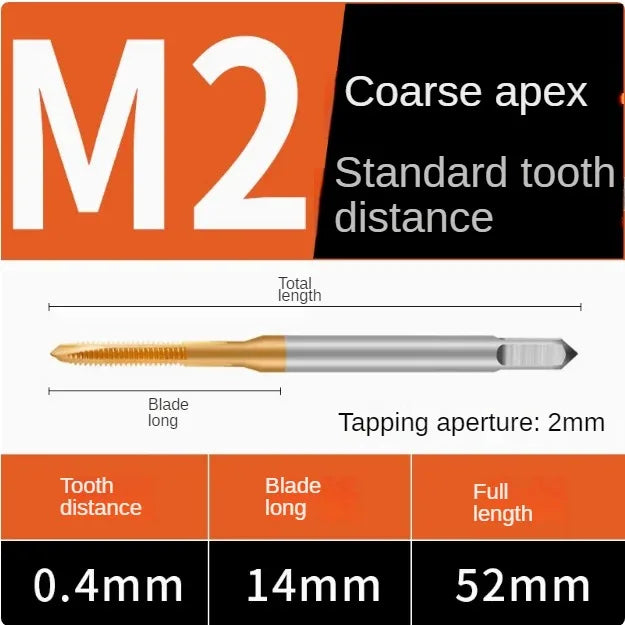 Titanium coated spiral tap extrusion tap tip tap tapping m2m2.5m3m4m5m6m8m10m12m14m16m18m20m22m24