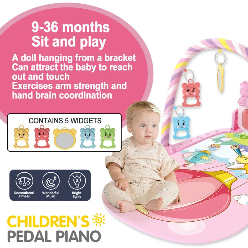 Tappeto Palestrina per Neonati con Pianoforte e Musica, Giochi da Passeggio, Tappetino per Gattonare con Pedali, Gioco Educativo da 0 a 36 Mesi