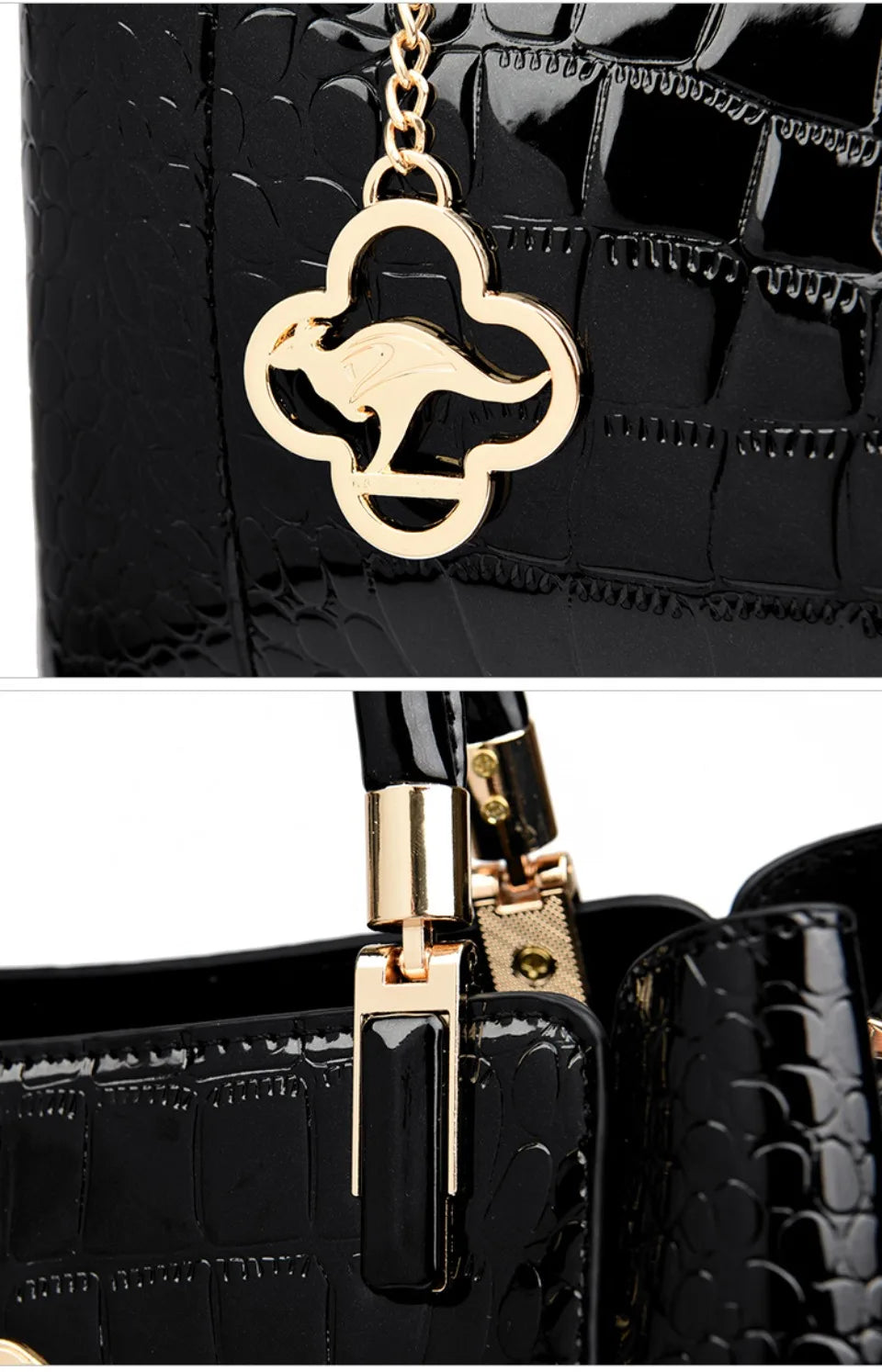 KAIDIFEINIROO Borsa a tracolla casual con marchio Kangaroo in pelle PU ad olio Borsa a mano da donna Borsa a tracolla a grande capacità a tre strati