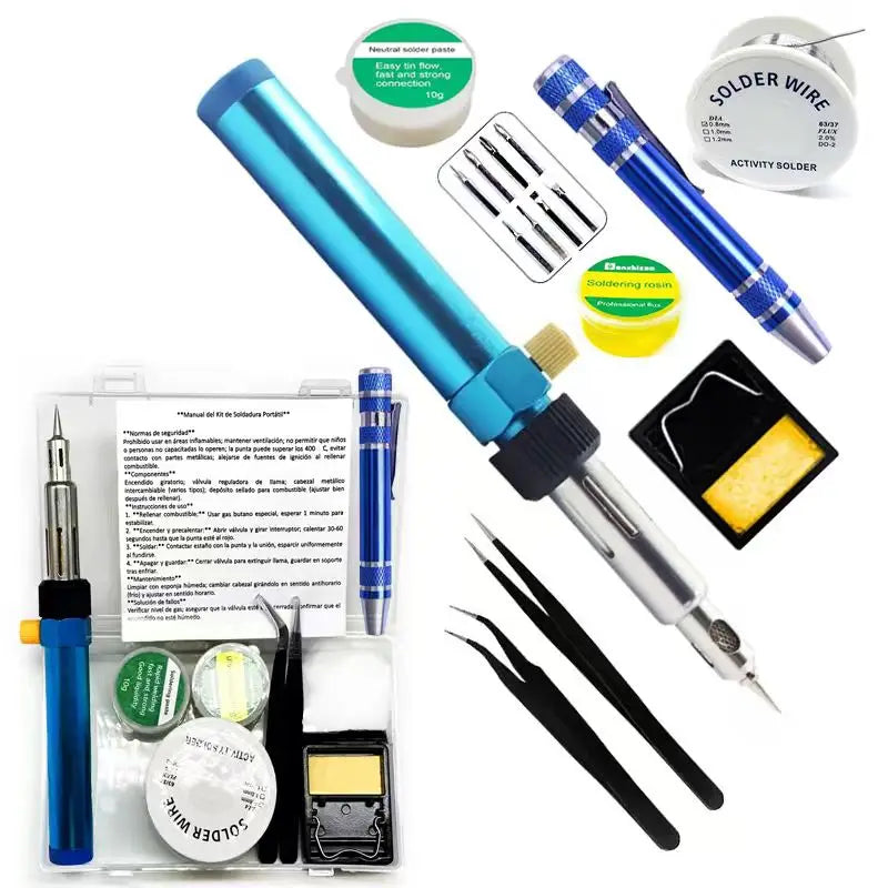 Kit saldatore a gas portatile, adatto per progetti fai da te, riparazioni tecniche e manutenzione elettrica.