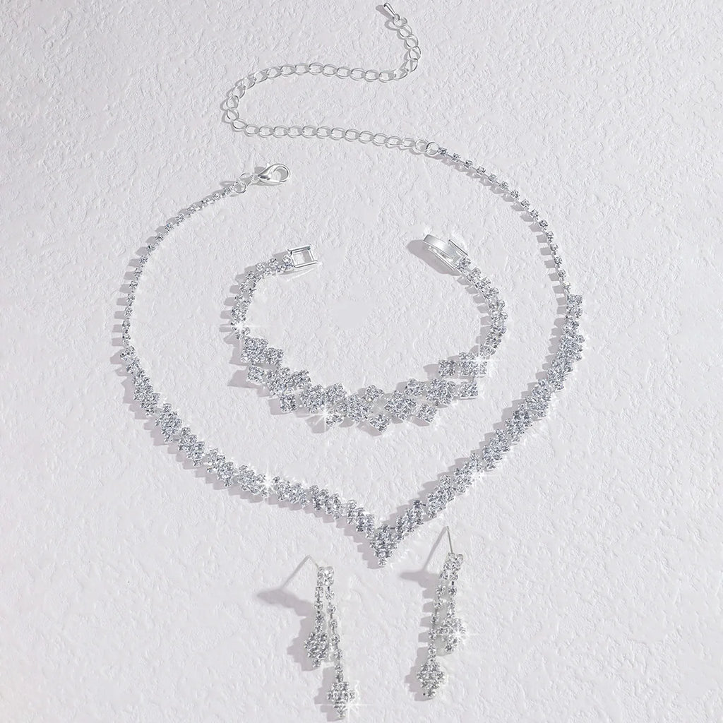 Orecchini pendenti con nappe pieghevoli in strass placcati argento alla moda, collana, regalo di gioielli da sposa, stile alla moda