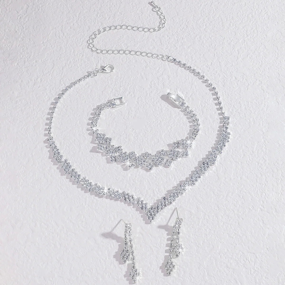 Orecchini pendenti con nappe pieghevoli in strass placcati argento alla moda, collana, regalo di gioielli da sposa, stile alla moda
