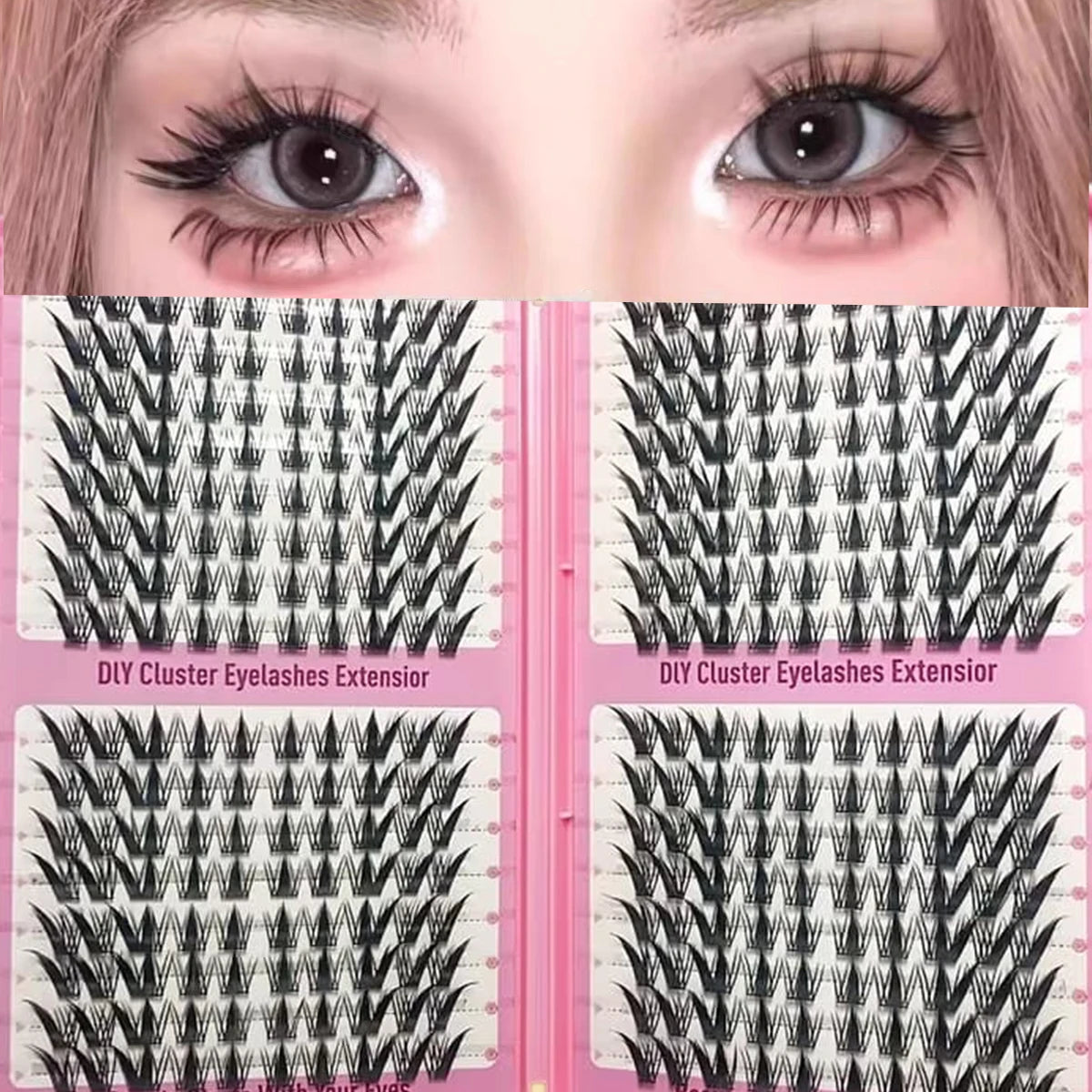 320 clusters of high-capacity nine-tailed rabbit fur eyelashes with supernatural rabbit fur effect. These eyelashes are reusable