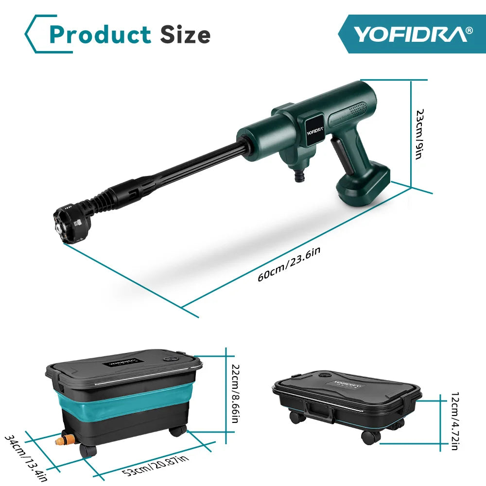 YOFIDRA 200 bar borstelloze elektrische hogedrukreiniger 6-in-1 autowasslang tuinspuit voor Makita 21V accu spuitpistool